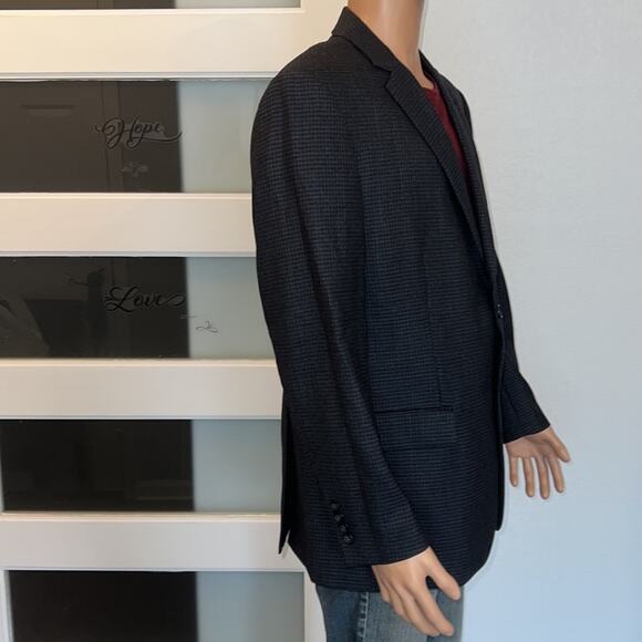 Pronto Uomo Platinum Mens Wool CLASSIC FIT CHECK TWO BUTTON WOOL SPORTCOAT- 44R - Picture 8 of 12